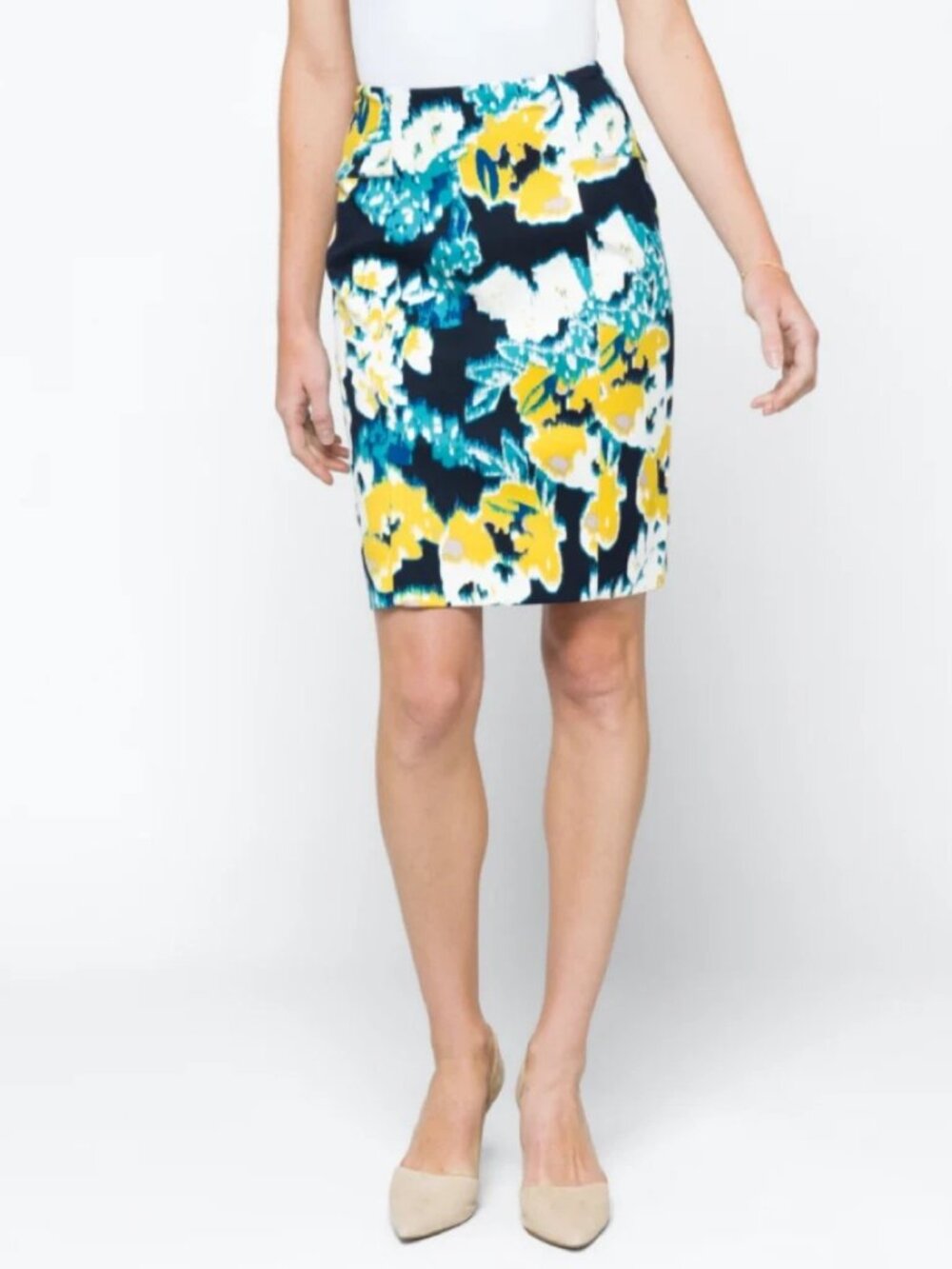 NWT $100 Charity Print Stretch Skirt LYSSE L LP